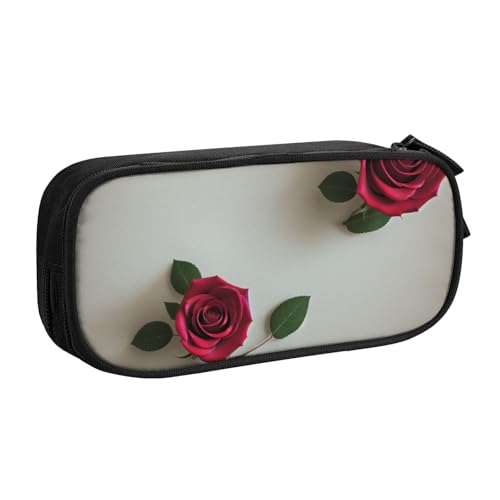 ASPOIJHN Federmäppchen mit großem Fassungsvermögen, doppellagig, Schreibwaren, Aufbewahrungstasche, tragbarer Stift-Organizer für Schule, Bürobedarf, Rosen, Einheitsgröße, Krawattenetui von ASPOIJHN