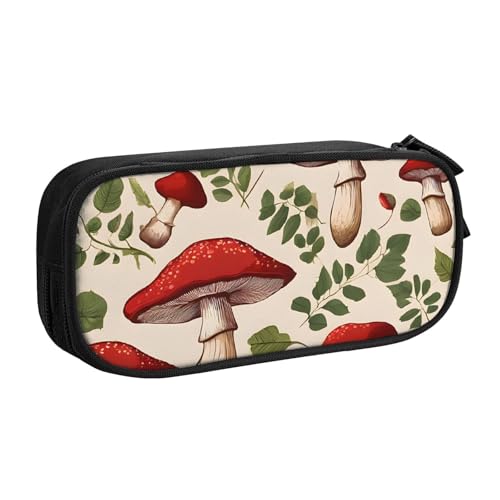 ASPOIJHN Federmäppchen mit großem Fassungsvermögen, doppellagig, Schreibwaren, Aufbewahrungstasche, tragbarer Stift-Organizer für Schule, Bürobedarf, Rot, Rote Pilze, Einheitsgröße, Krawattenetui von ASPOIJHN