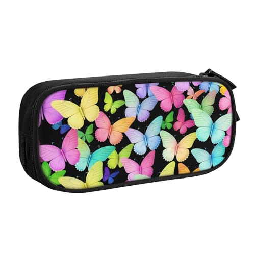 ASPOIJHN Federmäppchen mit großem Fassungsvermögen, doppellagig, Schreibwaren, Aufbewahrungstasche, tragbarer Stift-Organizer für Schule, Bürobedarf, Schmetterlinge, Einheitsgröße, Krawattenetui von ASPOIJHN