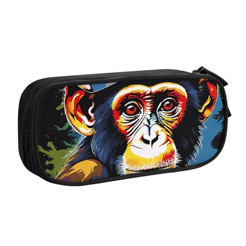 ASPOIJHN Federmäppchen mit großem Fassungsvermögen, doppellagig, Schreibwaren, Aufbewahrungstasche, tragbarer Stift-Organizer für Schule, Bürobedarf, affe, Einheitsgröße, Krawattenetui von ASPOIJHN