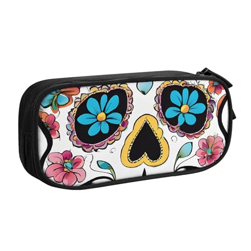 ASPOIJHN Federmäppchen mit großem Fassungsvermögen, doppellagig, Schreibwaren, Aufbewahrungstasche, tragbarer Stift-Organizer für Schule, Bürobedarf, totenkopf, Einheitsgröße, Krawattenetui von ASPOIJHN