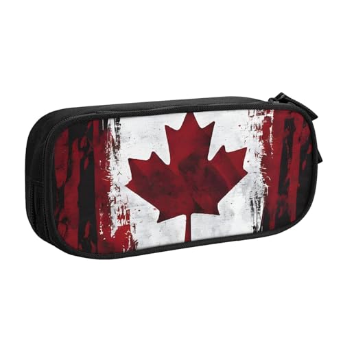 ASPOIJHN Federmäppchen mit großer Kapazität, doppellagig, Aufbewahrungstasche für Schreibwaren, tragbar, für Schule, Bürobedarf, Flagge Kanada Retro, Einheitsgröße, Krawattenetui von ASPOIJHN