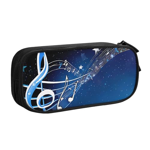 ASPOIJHN Federmäppchen mit großer Kapazität, doppellagig, Schreibwaren, Aufbewahrungstasche, tragbarer Stift-Organizer für Schule, Bürobedarf, Blau, Blaue Musik, Einheitsgröße, Krawattenetui von ASPOIJHN