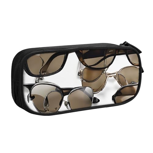 ASPOIJHN Federmäppchen mit niedlicher Brille, großes Fassungsvermögen, doppellagig, Schreibwaren, Aufbewahrungstasche, tragbarer Stift-Organizer für Schule, Bürobedarf, Niedliche Brille, von ASPOIJHN