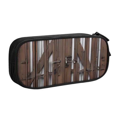 ASPOIJHN Federmappe mit Holztür, großes Fassungsvermögen, doppellagig, Schreibwaren, Aufbewahrungstasche, tragbarer Stift-Organizer für Schule, Bürobedarf, Rustikale Holztür, Einheitsgröße, ASPOIJHN Federmappe mit Holztür, großes Fassungsvermögen, doppellagig, Schreibwaren, Aufbewahrungstasche, tragbarer Stift-Organizer für Schule, Bürobedarf, Rustikale Holztür, Einheitsgröße, von ASPOIJHN