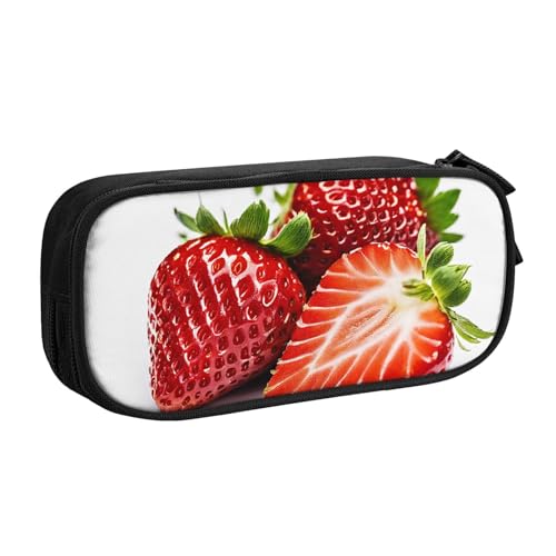 ASPOIJHN Federmappe mit großer Kapazität, doppellagig, Schreibwaren, Aufbewahrungstasche, tragbarer Stift-Organizer für Schule, Bürobedarf, Fresh Strawberry, Einheitsgröße, Krawattenetui von ASPOIJHN