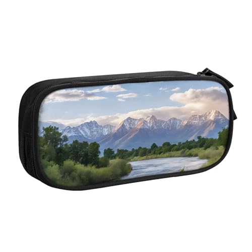 ASPOIJHN Grand Teton National Park Federmäppchen, großes Fassungsvermögen, doppellagig, Schreibwaren, Aufbewahrungstasche, tragbarer Stift-Organizer für Schule, Bürobedarf, Grand Teton Nationalpark, von ASPOIJHN