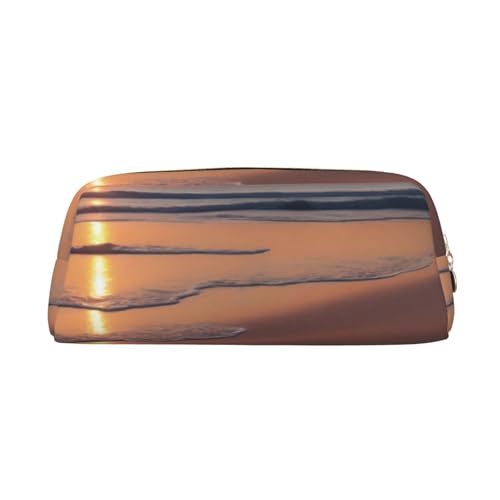 ASPOIJHN Octopus Beach vielseitiges Leder-Federmäppchen, stilvolle Aufbewahrungstasche für Schule, Büro, Schreibwaren, Kosmetiktasche, Münzen-Organizer, gold, Einheitsgröße, Krawattenetui von ASPOIJHN