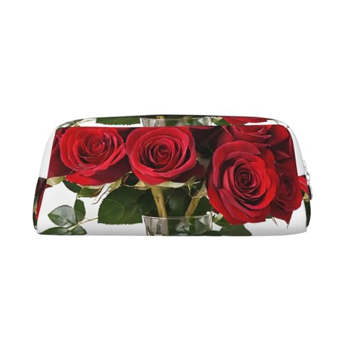 ASPOIJHN Rose vielseitiges Leder-Federmäppchen, stilvolle Aufbewahrungstasche für Schule, Büro, Schreibwaren, Kosmetiktasche, Münzen-Organizer, silber, Einheitsgröße, Krawattenetui von ASPOIJHN