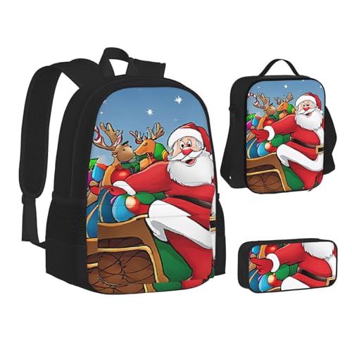 ASPOIJHN Rucksack, Federmäppchen und Lunchtasche, Kollektion für Mädchen, Jungen, Teenager, Kinder, Grundschulanfang, Schulanfang, Schwarz , Einheitsgröße, Schulranzen-Set von ASPOIJHN
