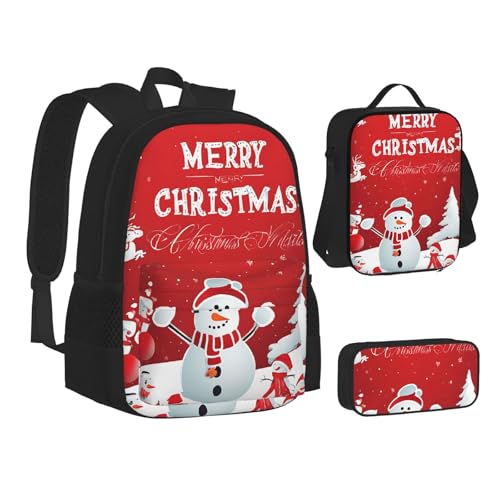 ASPOIJHN Rucksack, Federmäppchen und Lunchtasche, Kollektion für Mädchen, Jungen, Teenager, Kinder, Grundschulanfang, Schulanfang, Schwarz , Einheitsgröße, Schulranzen-Set von ASPOIJHN
