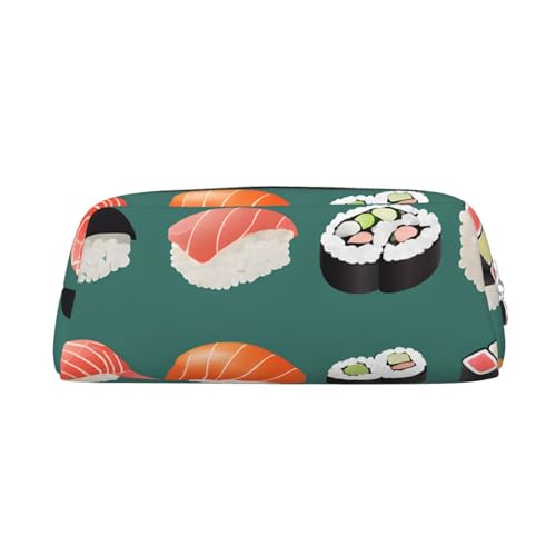 ASPOIJHN Sushi vielseitiges Leder-Federmäppchen, stilvolle Aufbewahrungstasche für Schule, Büro, Schreibwaren, Kosmetiktasche, Münzen-Organizer, silber, Einheitsgröße, Krawattenetui von ASPOIJHN