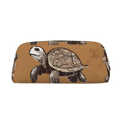 ASPOIJHN Vielseitiges Federmäppchen aus Leder, Motiv: Meeresschildkröten, stilvolle Aufbewahrungstasche für Schule, Büro, Schreibwaren, Kosmetiktasche, Münzen, gold, Einheitsgröße, Krawattenetui von ASPOIJHN