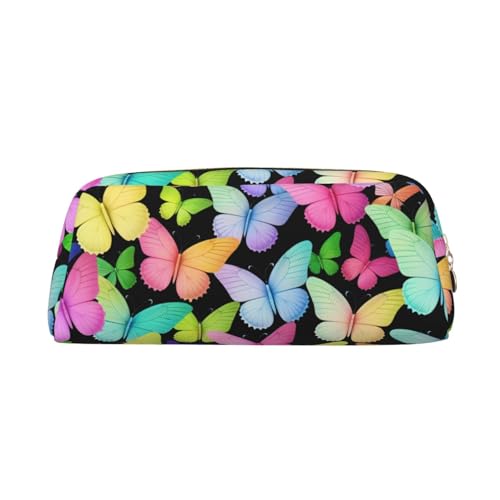 ASPOIJHN Vielseitiges Federmäppchen aus Leder, Motiv: Schmetterlinge, stilvolle Aufbewahrungstasche für Schule, Büro, Schreibwaren, Kosmetiktasche, Münzen, gold, Einheitsgröße, Krawattenetui von ASPOIJHN