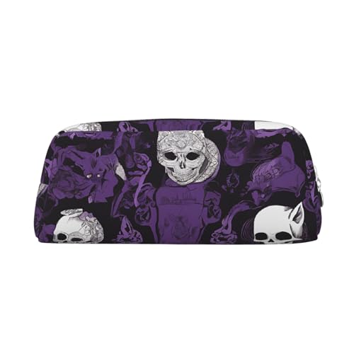 ASPOIJHN Vielseitiges Federmäppchen aus Leder, für Schule, Büro, Schreibwaren, Kosmetiktasche, Münzen, Organizer, Violett / Schwarz, silber, Einheitsgröße, Krawattenetui von ASPOIJHN