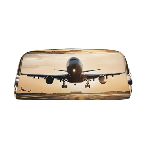 ASPOIJHN Vielseitiges Federmäppchen aus Leder im Flugzeug, stilvolle Aufbewahrungstasche für Schule, Büro, Schreibwaren, Kosmetiktasche, Münzen, Organizer, gold, Einheitsgröße, Krawattenetui von ASPOIJHN