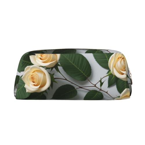 ASPOIJHN Vielseitiges Leder-Federmäppchen, stilvolle Aufbewahrungstasche für Schule, Büro, Schreibwaren, Kosmetiktasche, Münzen, Organizer, gold, Einheitsgröße, Krawattenetui von ASPOIJHN