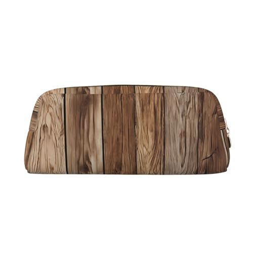 ASPOIJHN Vielseitiges Leder-Federmäppchen aus braunem Holz, stilvolle Aufbewahrungstasche für Schule, Büro, Schreibwaren, Kosmetiktasche, Münzen, Organizer, gold, Einheitsgröße, Krawattenetui von ASPOIJHN