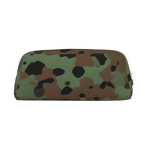 ASPOIJHN Vielseitiges Leder-Federmäppchen mit Camouflage-Muster, stilvolle Aufbewahrungstasche für Schule, Büro, Schreibwaren, Kosmetiktasche, Münzen, gold, Einheitsgröße, Krawattenetui von ASPOIJHN