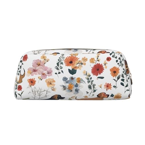 ASPOIJHN Vielseitiges Leder-Federmäppchen mit Cartoon-Katzen- und Hundemotiv, stilvolle Aufbewahrungstasche für Schule, Büro, Schreibwaren, Kosmetiktasche, Münzen, Organizer, gold, Einheitsgröße, von ASPOIJHN