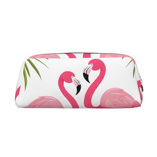 ASPOIJHN Vielseitiges Leder-Federmäppchen mit Palmblatt und Flamingos, stilvolle Aufbewahrungstasche für Schule, Büro, Schreibwaren, Kosmetiktasche, Münzen, Organizer, gold, Einheitsgröße, von ASPOIJHN