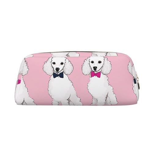 ASPOIJHN Vielseitiges Leder-Federmäppchen mit Pudelmotiv, stilvolle Aufbewahrungstasche für Schule, Büro, Schreibwaren, Kosmetiktasche, Münzen-Organizer, gold, Einheitsgröße, Krawattenetui von ASPOIJHN