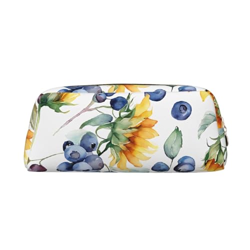 ASPOIJHN Vielseitiges Leder-Federmäppchen mit Sonnenblumen-Aufdruck, stilvolle Aufbewahrungstasche für Schule, Büro, Schreibwaren, Kosmetiktasche, Münzen, Organizer, gold, Einheitsgröße, Krawattenetui von ASPOIJHN