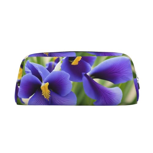 ASPOIJHN Vielseitiges Leder-Federmäppchen mit Veilchenblumen-Motiv, stilvolle Aufbewahrungstasche für Schule, Büro, Schreibwaren, Kosmetiktasche, Münzen, Organizer, silber, Einheitsgröße, von ASPOIJHN