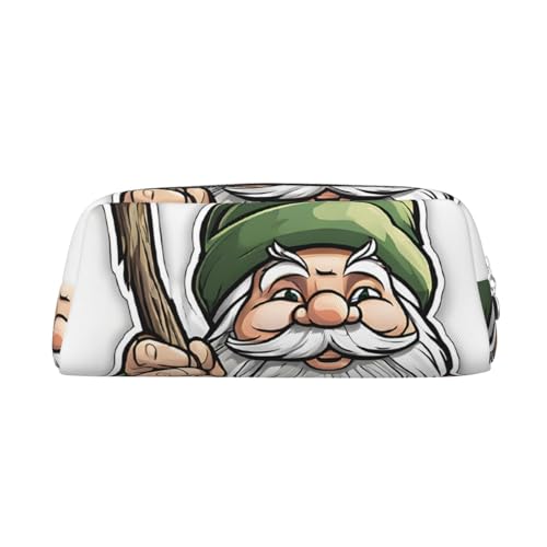 ASPOIJHN Vielseitiges Leder-Federmäppchen mit Zwergenmotiv, stilvolle Aufbewahrungstasche für Schule, Büro, Schreibwaren, Kosmetiktasche, Münzen, Organizer, silber, Einheitsgröße, Krawattenetui von ASPOIJHN