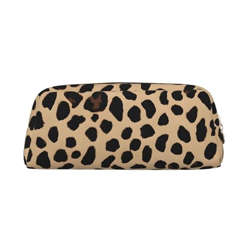 ASPOIJHN Vielseitiges Leder-Federmäppchen mit gelbem Leopardenmuster, stilvolle Aufbewahrungstasche für Schule, Büro, Schreibwaren, Kosmetiktasche, Münzen, Organizer, gold, Einheitsgröße, von ASPOIJHN