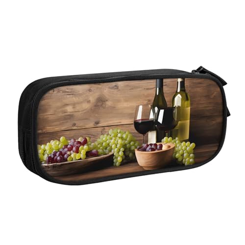 ASPOIJHN Weinflaschenkorken, Trauben), großes Fassungsvermögen, doppellagig, Federmäppchen, Schreibwaren, Aufbewahrungstasche, tragbarer Stift-Organizer für Schule, Bürobedarf, Weinflaschen-Korken von ASPOIJHN