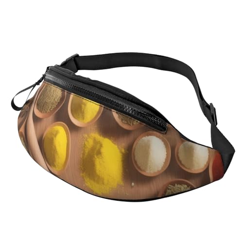 Bauchtasche, Hüfttasche, verstellbarer Schultergurt, Bauchtasche für Männer und Frauen, Reisen, Wandern, Laufen, Gewürz-Druckmuster, Einheitsgröße von ASPOIJHN