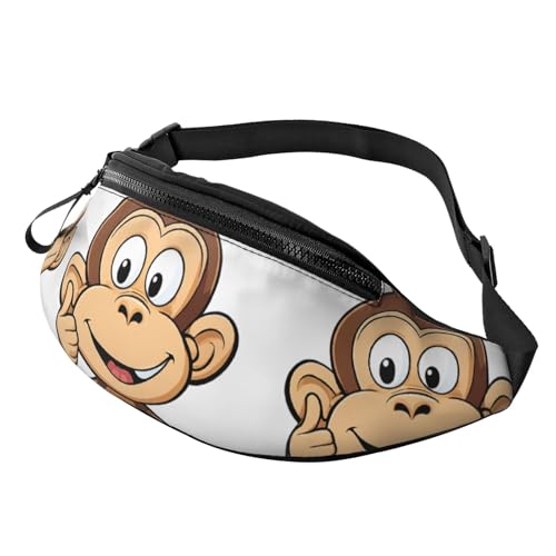 Bauchtasche mit Affen-Aufdruck, verstellbarer Schultergurt, Bauchtasche für Männer und Frauen, Reisen, Wandern, Laufen, Affen-Aufdruck, Einheitsgröße von ASPOIJHN