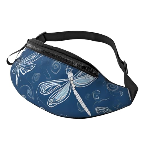 Bauchtasche mit blauem Libelle, verstellbarer Schultergurt, Bauchtasche für Männer und Frauen, Reisen, Wandern, Laufen, blaue libelle, Einheitsgröße von ASPOIJHN