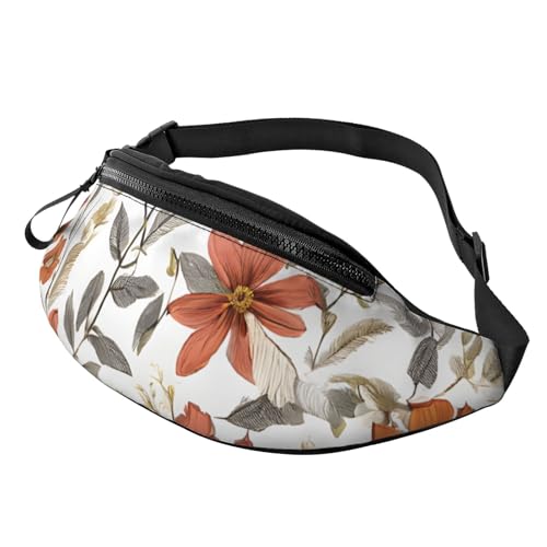 Bauchtasche mit verstellbarem Schultergurt, für Damen und Herren, Reisen, Wandern, Laufen, Retro Blume, Einheitsgröße von ASPOIJHN
