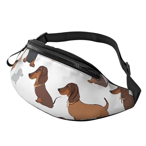 Bauchtasche mit verstellbarem Schulterriemen, für Damen und Herren, für Reisen, Wandern, Laufen, I Love My Dog Dachshunds, Einheitsgröße von ASPOIJHN