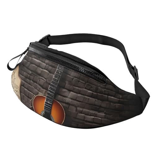 Gürteltasche mit verstellbarem Schultergurt, Bauchtasche für Männer und Frauen, Reisen, Wandern, Laufen, Note Gitarre, Einheitsgröße von ASPOIJHN