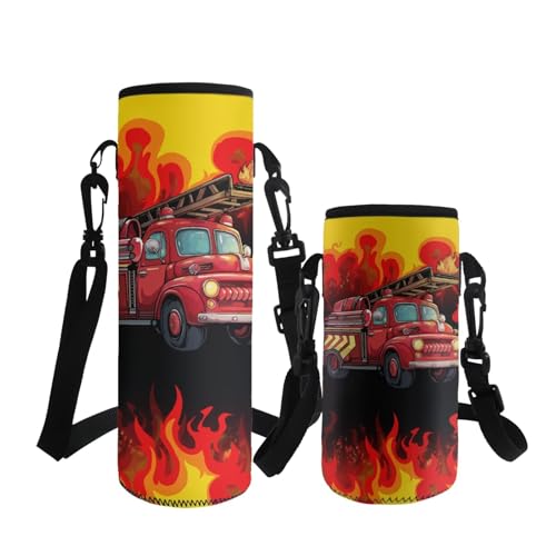 ASQVTIFE 1000 ml Wasserflaschenträger Isolierte Abdeckung Tasche Gurt Tasche Outdoor Feuerwehrauto Wasserflasche Tragetasche mit Gurt für Kinder erhältlich in 2 Größen Tumbler Carrier mit Gurt von ASQVTIFE