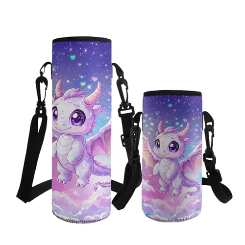 ASQVTIFE 500 ml Wasserflaschenträger Isolierte Abdeckung Tasche Gurt Tasche Outdoor Cute Dragon Hydrobag Crossbody Wasserflaschenhalter für Kinder geeignet Grundschule Mittelschule von ASQVTIFE