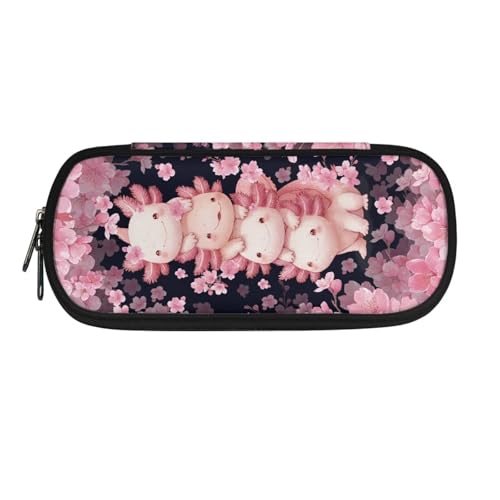 ASQVTIFE Federmäppchen für Kinder, Federmäppchen mit Fächern, Federmäppchen, Stift-Organizer-Tasche, Axolotl Sakura, L8.8x W1.7x H4.1inches, Packtasche von ASQVTIFE