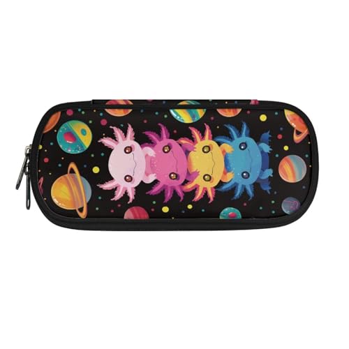 ASQVTIFE Federmäppchen für Kinder, Federmäppchen mit Fächern, Federmäppchen, Stift-Organizer-Tasche, Buntes Axolotl, L8.8x W1.7x H4.1inches, Packtasche von ASQVTIFE