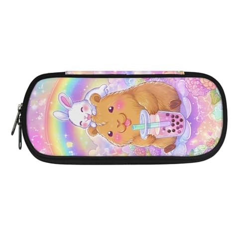 ASQVTIFE Federmäppchen für Kinder, Federmäppchen mit Fächern, Federmäppchen, Stift-Organizer-Tasche, Capybara Hase, L8.8x W1.7x H4.1inches, Packtasche von ASQVTIFE