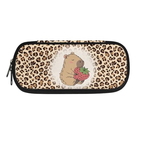 ASQVTIFE Federmäppchen für Kinder, Federmäppchen mit Fächern, Federmäppchen, Stift-Organizer-Tasche, Erdbeer-Capybara, L8.8x W1.7x H4.1inches, Packtasche von ASQVTIFE