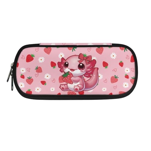 ASQVTIFE Federmäppchen für Kinder, Federmäppchen mit Fächern, Federmäppchen, Stift-Organizer-Tasche, Herz Axolotl, L8.8x W1.7x H4.1inches, Packtasche von ASQVTIFE