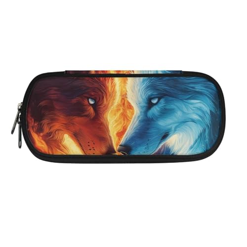 ASQVTIFE Federmäppchen für Kinder, Federmäppchen mit Fächern, Federmäppchen, Stift-Organizer-Tasche, Ice Fire Wolf, L8.8x W1.7x H4.1inches, Packtasche ASQVTIFE Federmäppchen für Kinder, Federmäppchen mit Fächern, Federmäppchen, Stift-Organizer-Tasche, Ice Fire Wolf, L8.8x W1.7x H4.1inches, Packtasche von ASQVTIFE