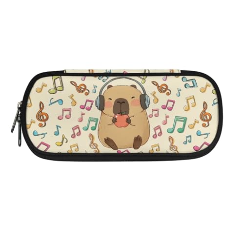ASQVTIFE Federmäppchen für Kinder, Federmäppchen mit Fächern, Federmäppchen, Stift-Organizer-Tasche, Music Capybara, L8.8x W1.7x H4.1inches, Packtasche von ASQVTIFE