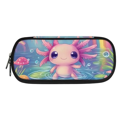 ASQVTIFE Federmäppchen für Kinder, Federmäppchen mit Fächern, Federmäppchen, Stift-Organizer-Tasche, Niedliches Axolotl, L8.8x W1.7x H4.1inches, Packtasche von ASQVTIFE