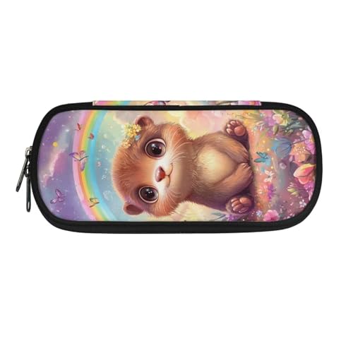 ASQVTIFE Federmäppchen für Kinder, Federmäppchen mit Fächern, Federmäppchen, Stift-Organizer-Tasche, Regenbogen-Otter, L8.8x W1.7x H4.1inches, Packtasche von ASQVTIFE