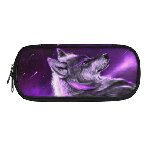 ASQVTIFE Federmäppchen für Kinder, Federmäppchen mit Fächern, Federmäppchen, Stift-Organizer-Tasche, Sternennachtwolf, L8.8x W1.7x H4.1inches, Packtasche von ASQVTIFE