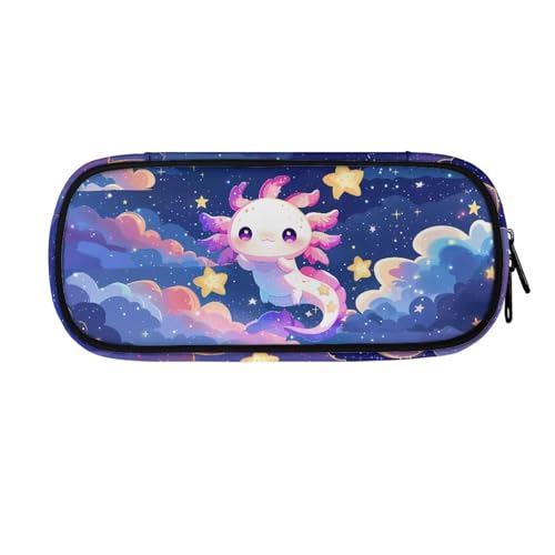 ASQVTIFE Federmäppchen für Schule, Mädchen, Jungen, großes Fassungsvermögen, Federmäppchen mit Fächern, Schreibtisch-Organizer, Axolotl Sternennacht, L8.8x W1.7x H4.1inches, Axolotl Sternennacht von ASQVTIFE